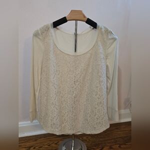 Elegant Cream Lace Women's Top, Sz Small